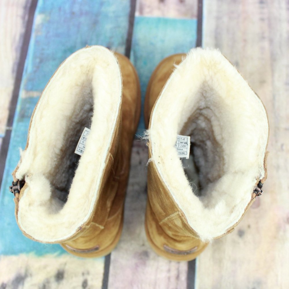 UGG Payton Brown Suede Fleece Lined Rainbow Zipper Winter Boots Rare Size 5 M - Picture 6 of 9